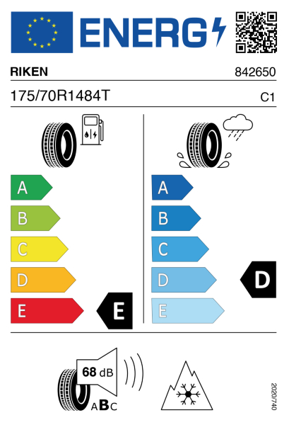 >>Etichetta Pneumatici *RIKEN SNOWT. 175/70 R14 84 T