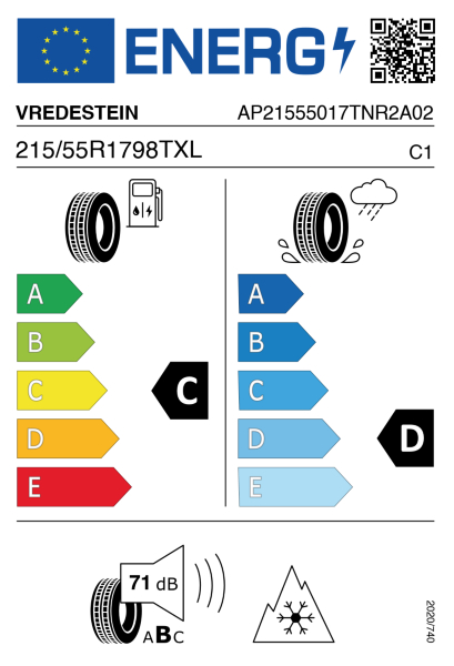 >>Etichetta Pneumatici VREDEST. NO-TR2 215/55 R17 98 T XL