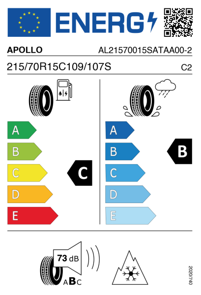 >>Etichetta Pneumatici APOLLO AL-ALL 215/70 R15 109/107S