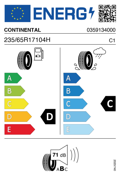 >>Etichetta Pneumatici CONTI 4X4-CO 235/65 R17 104H
