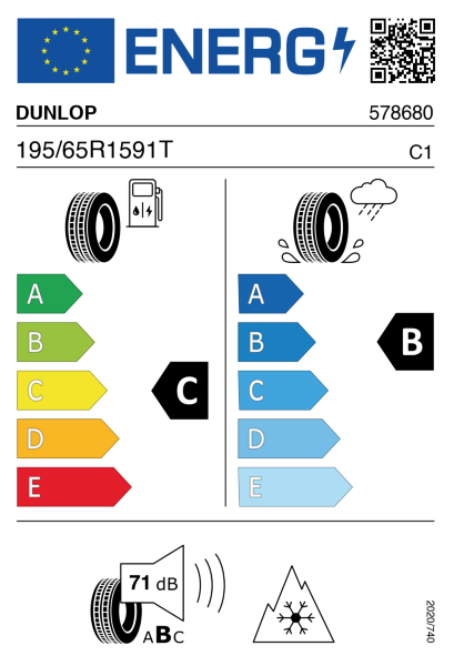 >>Etichetta Pneumatici DUNLOP ALL-SE 195/65 R15 91 T