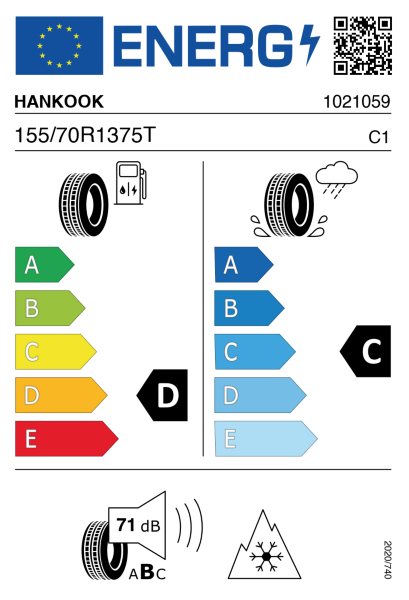 >>Etichetta Pneumatici HANKOOK H740 155/70 R13 75 T