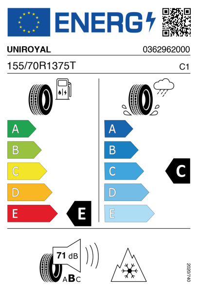 >>Etichetta Pneumatici UNIROYAL AL-EX2 155/70 R13 75 T